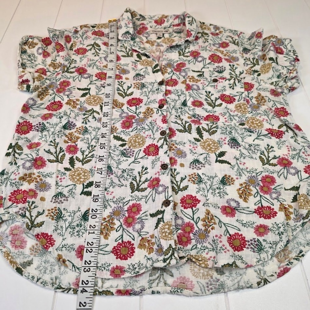 Toad&Co Women's Large Camp Cove Shirt Floral 100% Organic Cotton Button Up - Picture 8 of 8